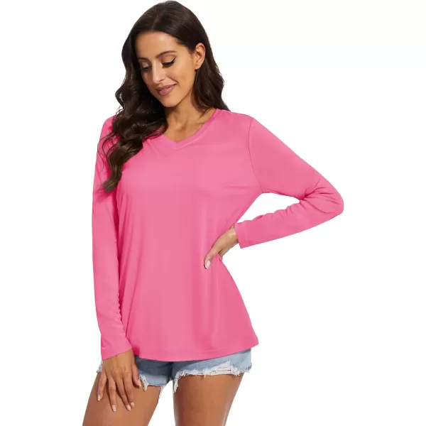 MAGCOMSEN Women's UPF 50+ Long Sleeve Shirts V-Neck UV Sun Protection T-Shirt Hiking Running Workout Outdoor Tee
