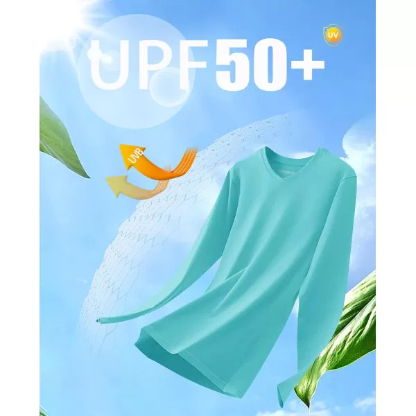 MAGCOMSEN Women's UPF 50+ Long Sleeve Shirts V-Neck UV Sun Protection T-Shirt Hiking Running Workout Outdoor Tee
