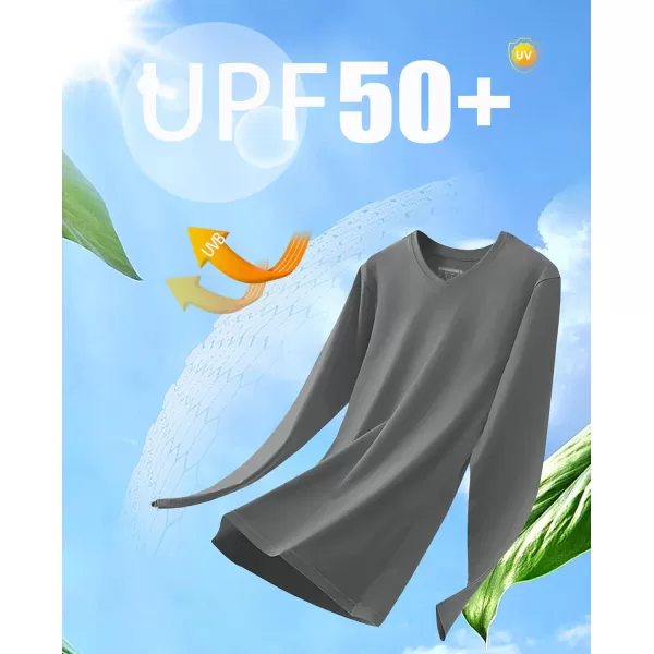 MAGCOMSEN Women's UPF 50+ Long Sleeve Shirts V-Neck UV Sun Protection T-Shirt Hiking Running Workout Outdoor Tee