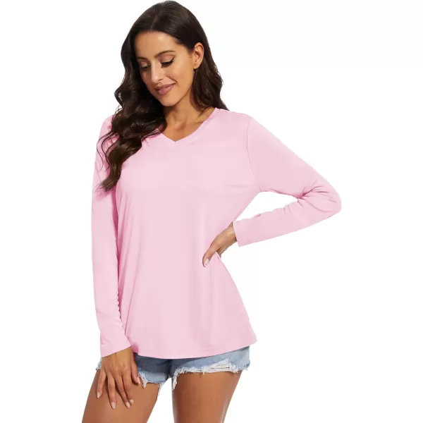 MAGCOMSEN Women's UPF 50+ Long Sleeve Shirts V-Neck UV Sun Protection T-Shirt Hiking Running Workout Outdoor Tee