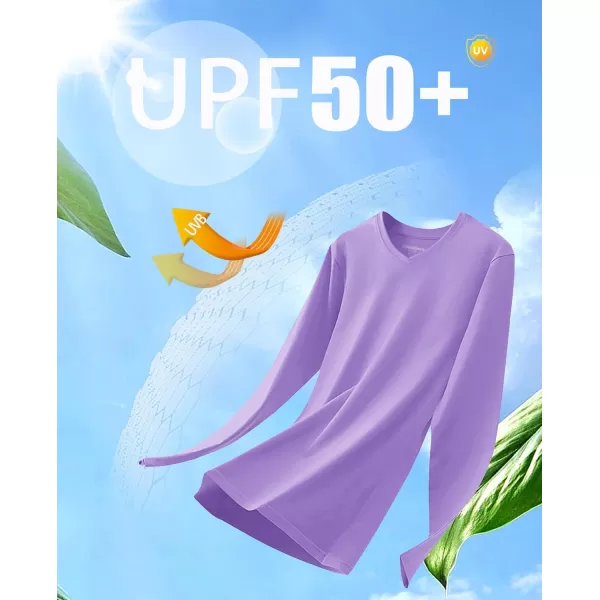 MAGCOMSEN Women's UPF 50+ Long Sleeve Shirts V-Neck UV Sun Protection T-Shirt Hiking Running Workout Outdoor Tee