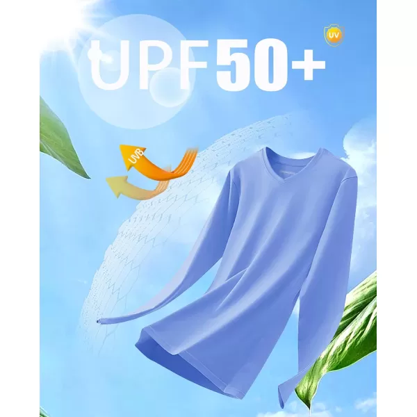 MAGCOMSEN Women's UPF 50+ Long Sleeve Shirts V-Neck UV Sun Protection T-Shirt Hiking Running Workout Outdoor Tee