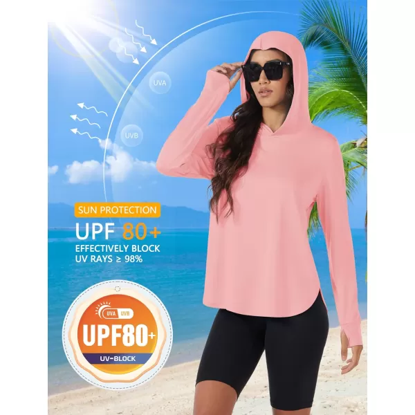 MAGCOMSEN Women's UPF 80+ Quick Dry Sun Protection Hoodie Lightweight SPF Long Sleeve Rashguard with Thumb Hole