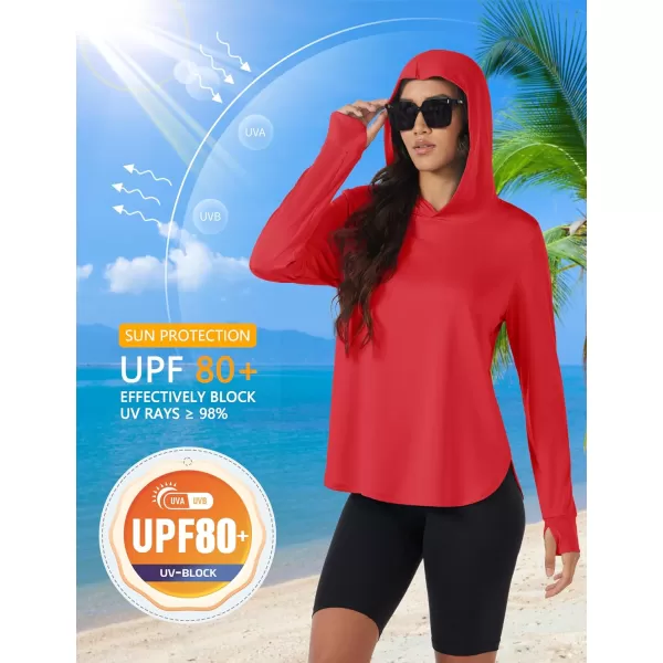 MAGCOMSEN Women's UPF 80+ Quick Dry Sun Protection Hoodie Lightweight SPF Long Sleeve Rashguard with Thumb Hole
