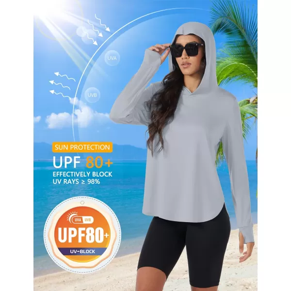 MAGCOMSEN Women's UPF 80+ Quick Dry Sun Protection Hoodie Lightweight SPF Long Sleeve Rashguard with Thumb Hole