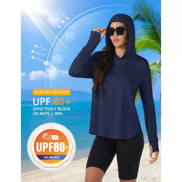 MAGCOMSEN Women's UPF 80+ Quick Dry Sun Protection Hoodie Lightweight SPF Long Sleeve Rashguard with Thumb Hole