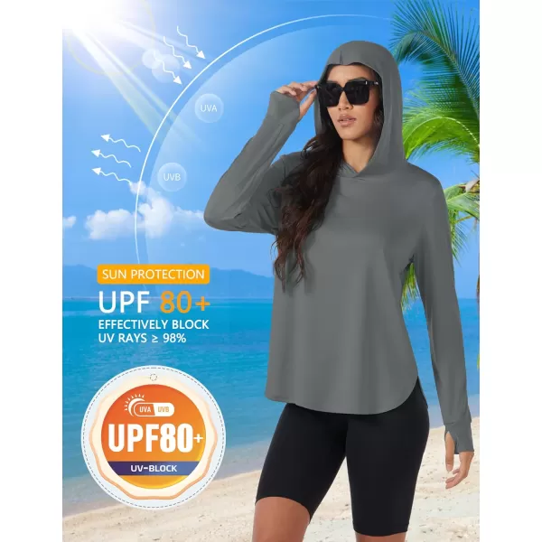 MAGCOMSEN Women's UPF 80+ Quick Dry Sun Protection Hoodie Lightweight SPF Long Sleeve Rashguard with Thumb Hole