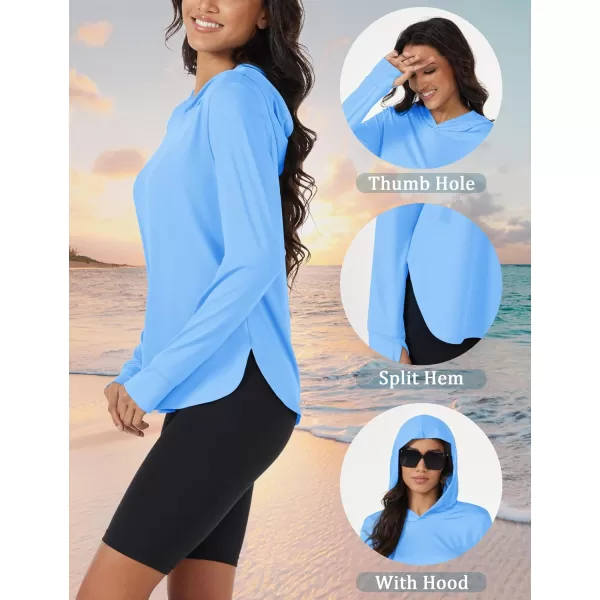 MAGCOMSEN Women's UPF 80+ Quick Dry Sun Protection Hoodie Lightweight SPF Long Sleeve Rashguard with Thumb Hole