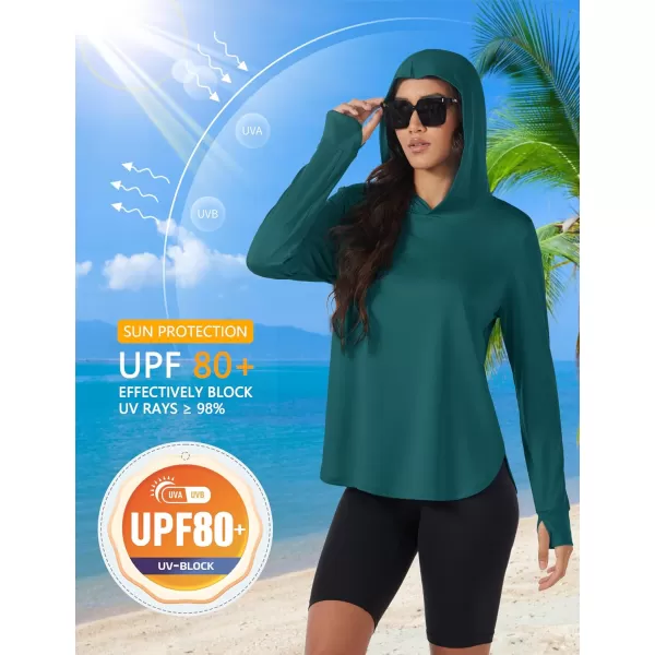 MAGCOMSEN Women's UPF 80+ Quick Dry Sun Protection Hoodie Lightweight SPF Long Sleeve Rashguard with Thumb Hole