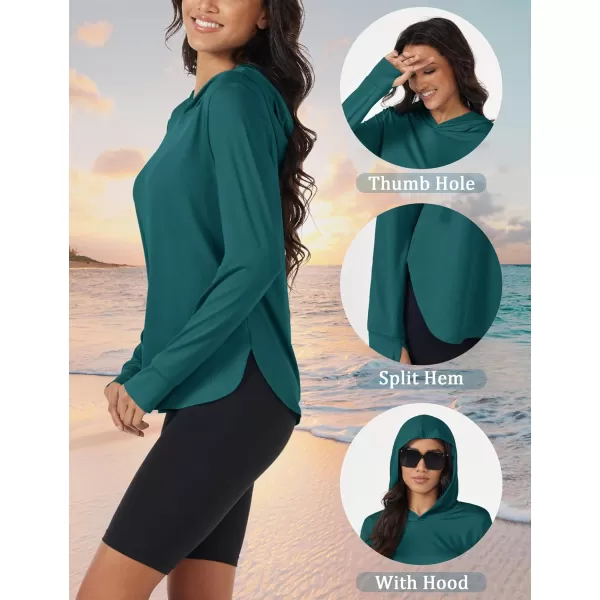 MAGCOMSEN Women's UPF 80+ Quick Dry Sun Protection Hoodie Lightweight SPF Long Sleeve Rashguard with Thumb Hole