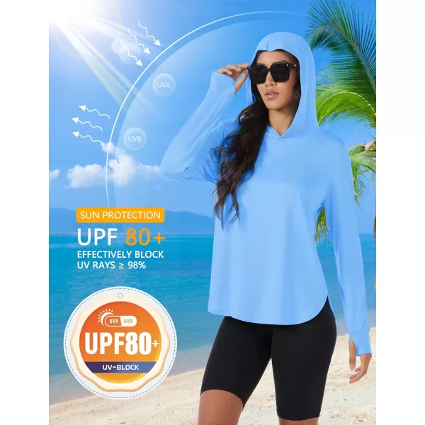 MAGCOMSEN Women's UPF 80+ Quick Dry Sun Protection Hoodie Lightweight SPF Long Sleeve Rashguard with Thumb Hole