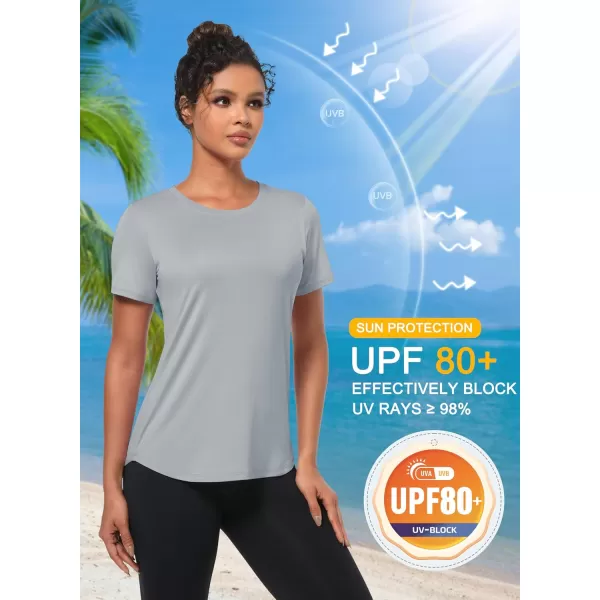 MAGCOMSEN Women's UPF 80+ Short Sleeve T Shirts Quick Dry Breathable Athletic Workout Gym Tops with Curve Hem