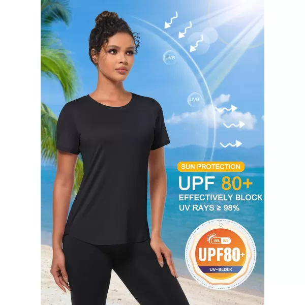 MAGCOMSEN Women's UPF 80+ Short Sleeve T Shirts Quick Dry Breathable Athletic Workout Gym Tops with Curve Hem