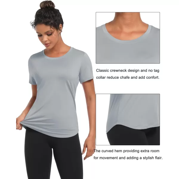 MAGCOMSEN Women's UPF 80+ Short Sleeve T Shirts Quick Dry Breathable Athletic Workout Gym Tops with Curve Hem