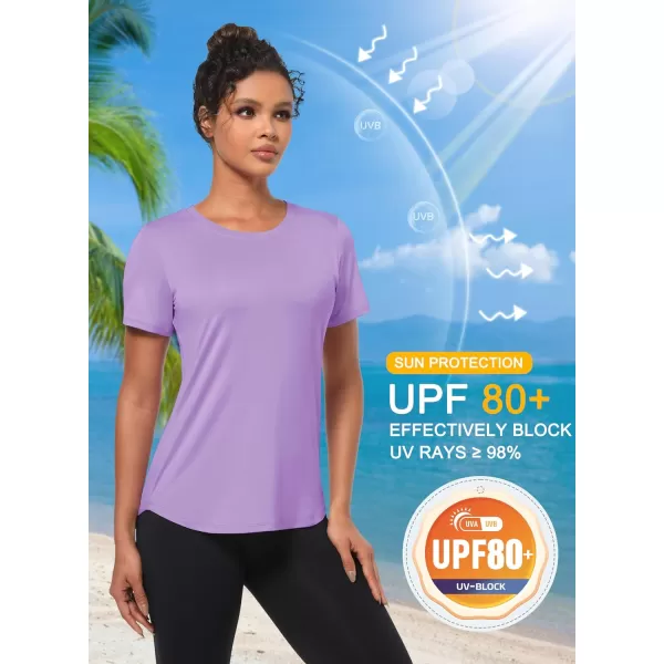 MAGCOMSEN Women's UPF 80+ Short Sleeve T Shirts Quick Dry Breathable Athletic Workout Gym Tops with Curve Hem