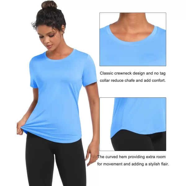 MAGCOMSEN Women's UPF 80+ Short Sleeve T Shirts Quick Dry Breathable Athletic Workout Gym Tops with Curve Hem