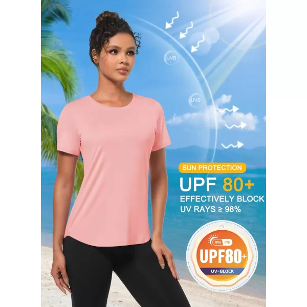 MAGCOMSEN Women's UPF 80+ Short Sleeve T Shirts Quick Dry Breathable Athletic Workout Gym Tops with Curve Hem