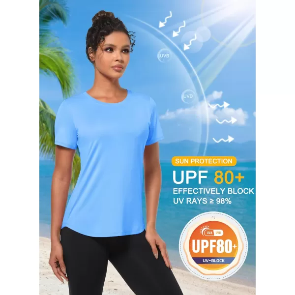 MAGCOMSEN Women's UPF 80+ Short Sleeve T Shirts Quick Dry Breathable Athletic Workout Gym Tops with Curve Hem