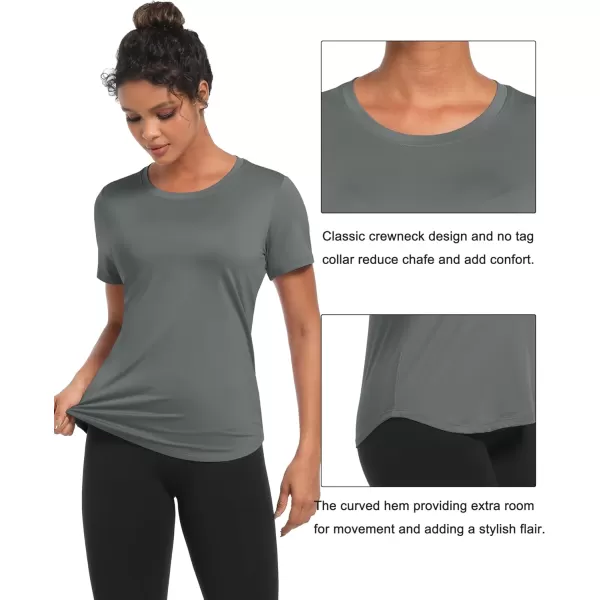 MAGCOMSEN Women's UPF 80+ Short Sleeve T Shirts Quick Dry Breathable Athletic Workout Gym Tops with Curve Hem