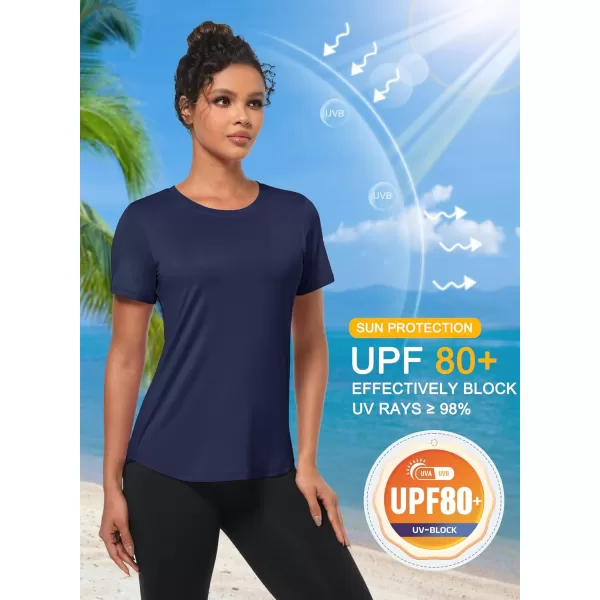 MAGCOMSEN Women's UPF 80+ Short Sleeve T Shirts Quick Dry Breathable Athletic Workout Gym Tops with Curve Hem