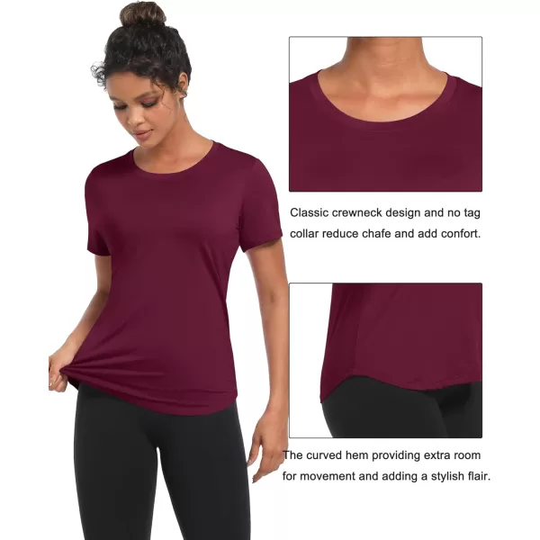 MAGCOMSEN Women's UPF 80+ Short Sleeve T Shirts Quick Dry Breathable Athletic Workout Gym Tops with Curve Hem