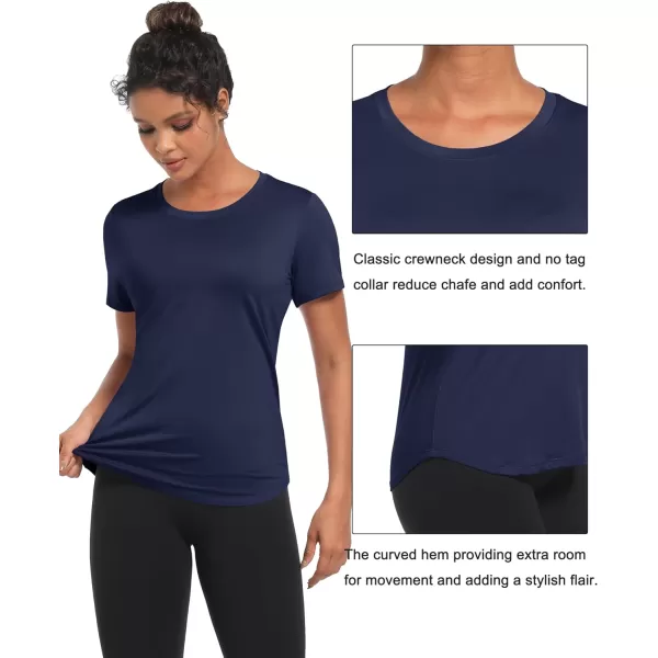 MAGCOMSEN Women's UPF 80+ Short Sleeve T Shirts Quick Dry Breathable Athletic Workout Gym Tops with Curve Hem