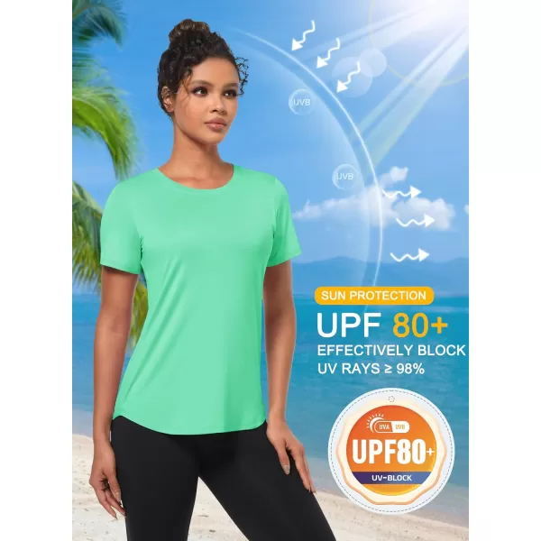 MAGCOMSEN Women's UPF 80+ Short Sleeve T Shirts Quick Dry Breathable Athletic Workout Gym Tops with Curve Hem