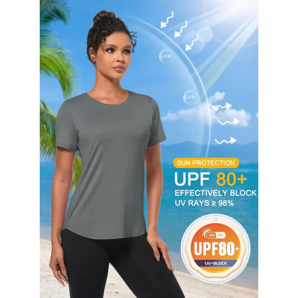 MAGCOMSEN Women's UPF 80+ Short Sleeve T Shirts Quick Dry Breathable Athletic Workout Gym Tops with Curve Hem