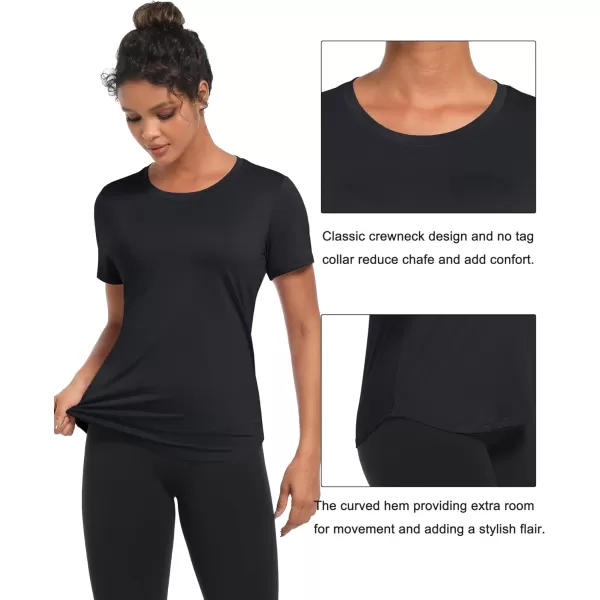 MAGCOMSEN Women's UPF 80+ Short Sleeve T Shirts Quick Dry Breathable Athletic Workout Gym Tops with Curve Hem