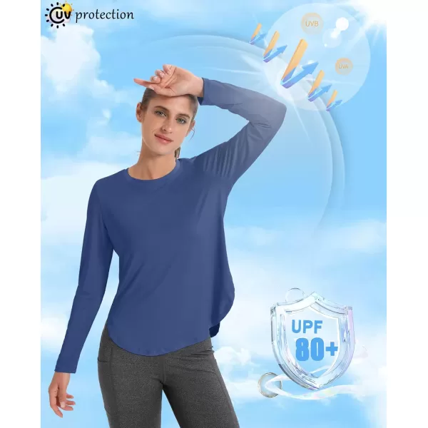 MAGCOMSEN Women's UPF 80+ UV T Shirts Long Sleeve Workout Tops Quick Dry Athletic Tees Gym Hiking Sun Shirt