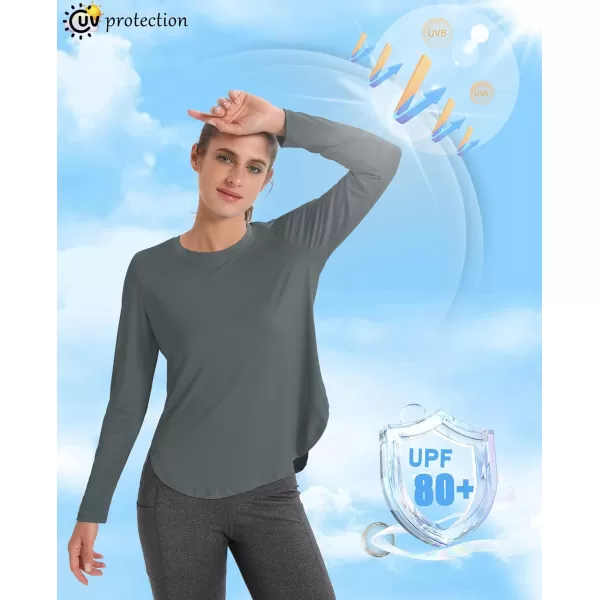 MAGCOMSEN Women's UPF 80+ UV T Shirts Long Sleeve Workout Tops Quick Dry Athletic Tees Gym Hiking Sun Shirt