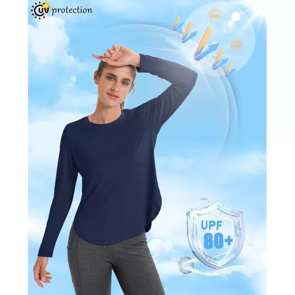 MAGCOMSEN Women's UPF 80+ UV T Shirts Long Sleeve Workout Tops Quick Dry Athletic Tees Gym Hiking Sun Shirt