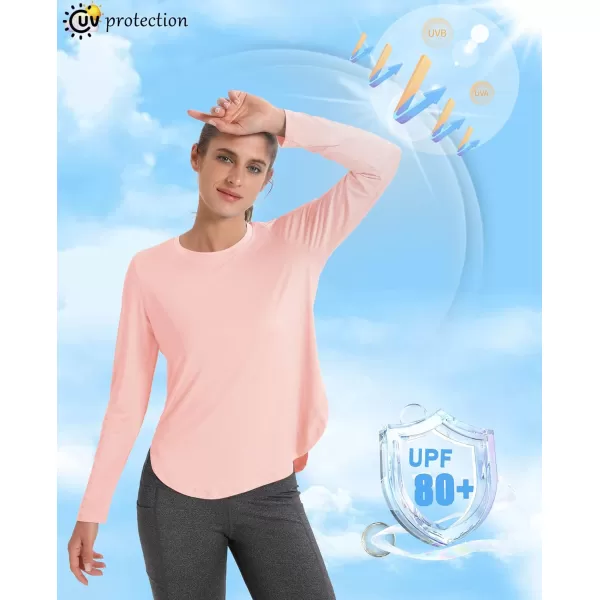 MAGCOMSEN Women's UPF 80+ UV T Shirts Long Sleeve Workout Tops Quick Dry Athletic Tees Gym Hiking Sun Shirt