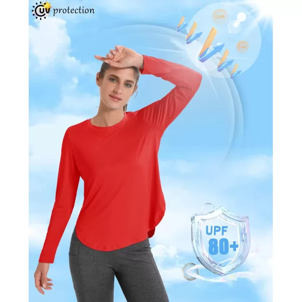 MAGCOMSEN Women's UPF 80+ UV T Shirts Long Sleeve Workout Tops Quick Dry Athletic Tees Gym Hiking Sun Shirt