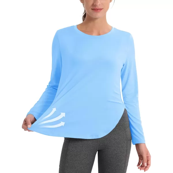 MAGCOMSEN Women's UPF 80+ UV T Shirts Long Sleeve Workout Tops Quick Dry Athletic Tees Gym Hiking Sun Shirt