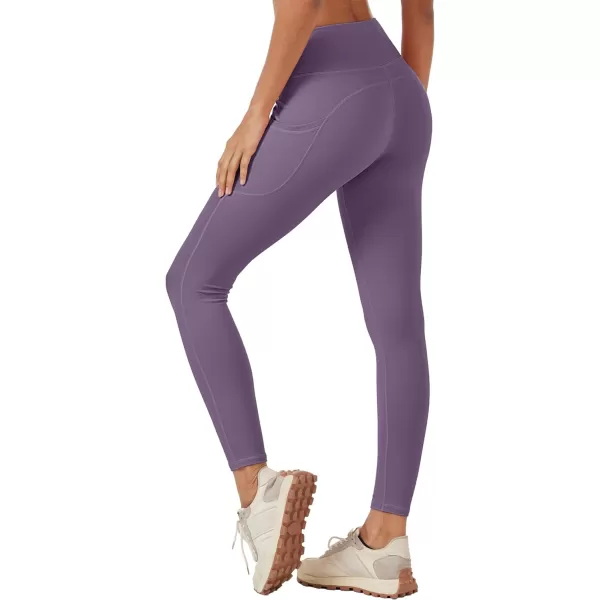 MAGCOMSEN Women's V Cross Waist Leggings with Pockets 27" Brushed Lined Tummy Control Gym Workout Leggings Yoga Pants