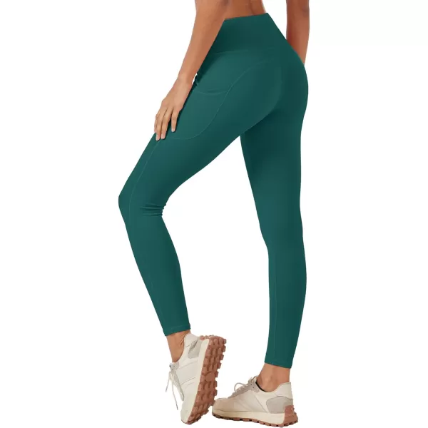 MAGCOMSEN Women's V Cross Waist Leggings with Pockets 27" Brushed Lined Tummy Control Gym Workout Leggings Yoga Pants