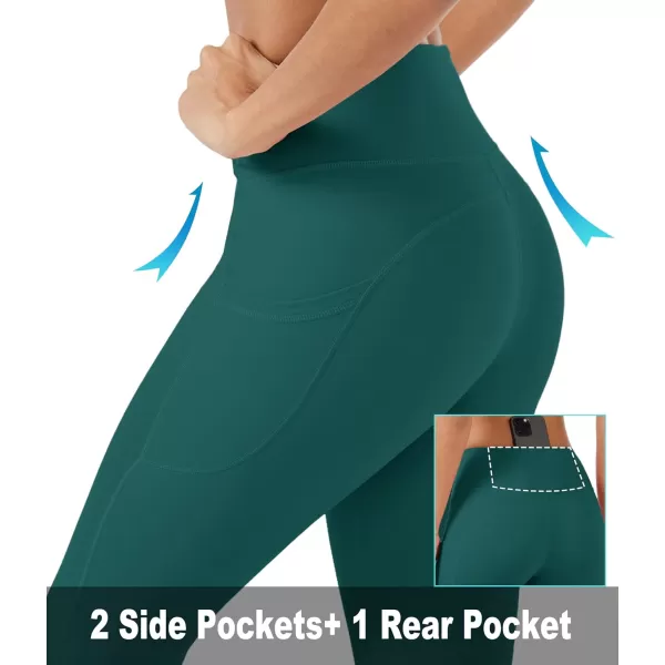 MAGCOMSEN Women's V Cross Waist Leggings with Pockets 27" Brushed Lined Tummy Control Gym Workout Leggings Yoga Pants