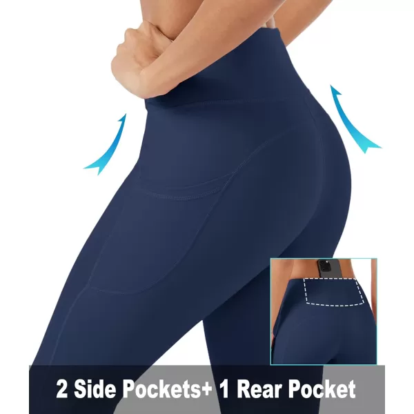 MAGCOMSEN Women's V Cross Waist Leggings with Pockets 27" Brushed Lined Tummy Control Gym Workout Leggings Yoga Pants