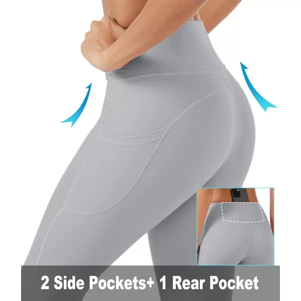 MAGCOMSEN Women's V Cross Waist Leggings with Pockets 27" Brushed Lined Tummy Control Gym Workout Leggings Yoga Pants
