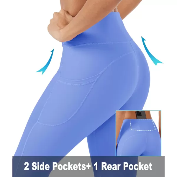 MAGCOMSEN Women's V Cross Waist Leggings with Pockets 27" Brushed Lined Tummy Control Gym Workout Leggings Yoga Pants