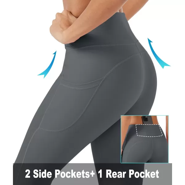 MAGCOMSEN Women's V Cross Waist Leggings with Pockets 27" Brushed Lined Tummy Control Gym Workout Leggings Yoga Pants