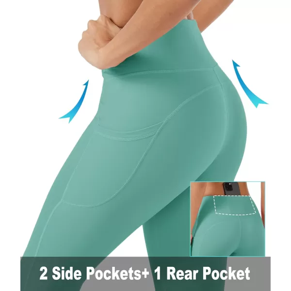 MAGCOMSEN Women's V Cross Waist Leggings with Pockets 27" Brushed Lined Tummy Control Gym Workout Leggings Yoga Pants