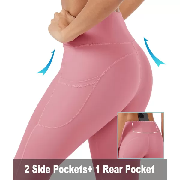 MAGCOMSEN Women's V Cross Waist Leggings with Pockets 27" Brushed Lined Tummy Control Gym Workout Leggings Yoga Pants