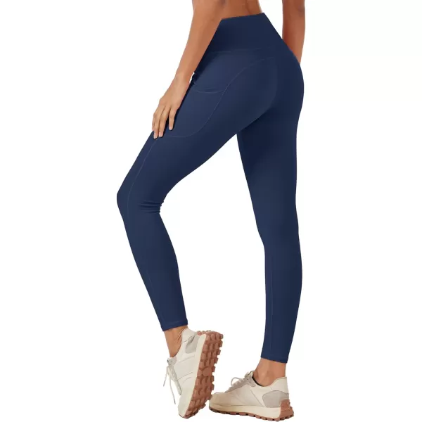MAGCOMSEN Women's V Cross Waist Leggings with Pockets 27" Brushed Lined Tummy Control Gym Workout Leggings Yoga Pants