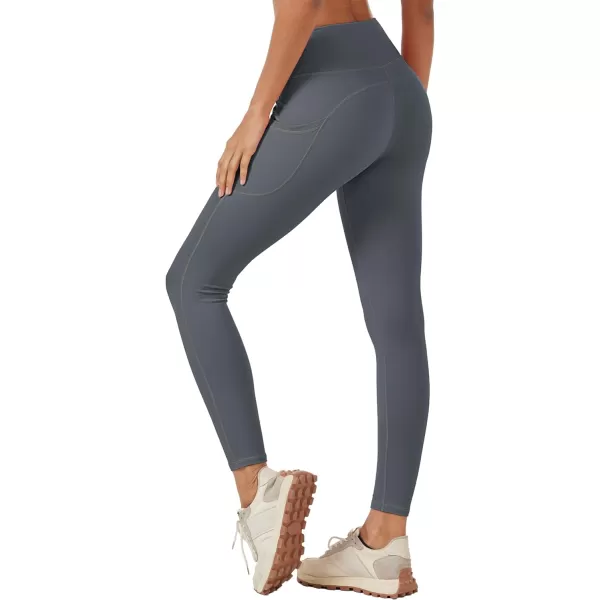 MAGCOMSEN Women's V Cross Waist Leggings with Pockets 27" Brushed Lined Tummy Control Gym Workout Leggings Yoga Pants