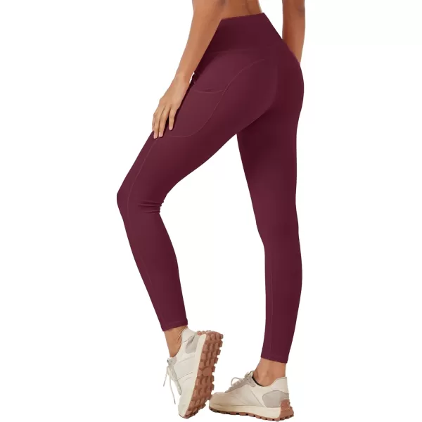 MAGCOMSEN Women's V Cross Waist Leggings with Pockets 27" Brushed Lined Tummy Control Gym Workout Leggings Yoga Pants