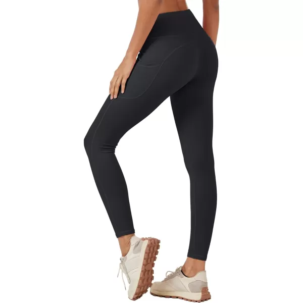 MAGCOMSEN Women's V Cross Waist Leggings with Pockets 27" Brushed Lined Tummy Control Gym Workout Leggings Yoga Pants