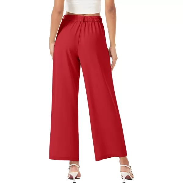 MAGCOMSEN Women's Wide Leg Pant Casual Work Dress Pants High Elastic Waisted Palazzo Flowy Trousers with Pockets
