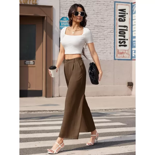 MAGCOMSEN Women's Wide Leg Pant Casual Work Dress Pants High Elastic Waisted Palazzo Flowy Trousers with Pockets